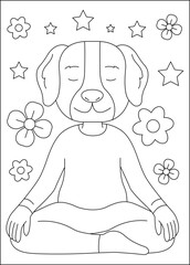 dog yoga exercise coloring book page