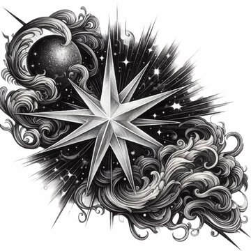 star trable tattoo illustration design