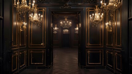 Fancy Gold Nightclub with Lots of Chandelier and Ladies