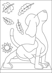 dog yoga exercise coloring book page