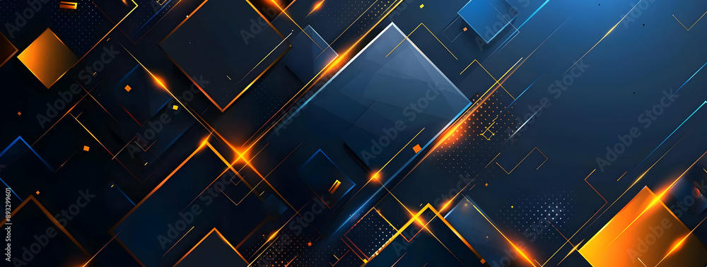 Poster abstract digital background with glowing geometric shapes and futuristic technology elements in dark