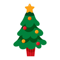 Christmas tree illustration, decorated christmas trees on white