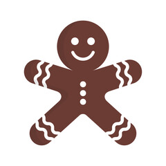 Flat design gingerbread man cookie on white