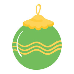 Hand drawn flat christmas ball ornament on the white