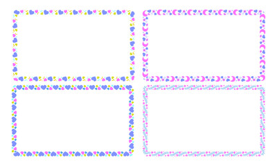 Hand drawn halloween frames template design collection on white