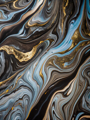 ‭ Abstract fluid marble background, swirling patterns in shades of blue and gold, elegant and‬
‭ artistic‬