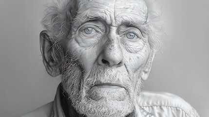Line art portrait of an elderly man with a wise and contemplative expression, perfect for depicting experience and wisdom in editorial and educational contexts. 