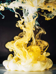 Abstract ink in water background, colorful ink swirling in water creating organic shapes,‬
‭ dynamic and fluid‬
