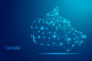 Canada map - concept of communication technology, graphic of low poly.