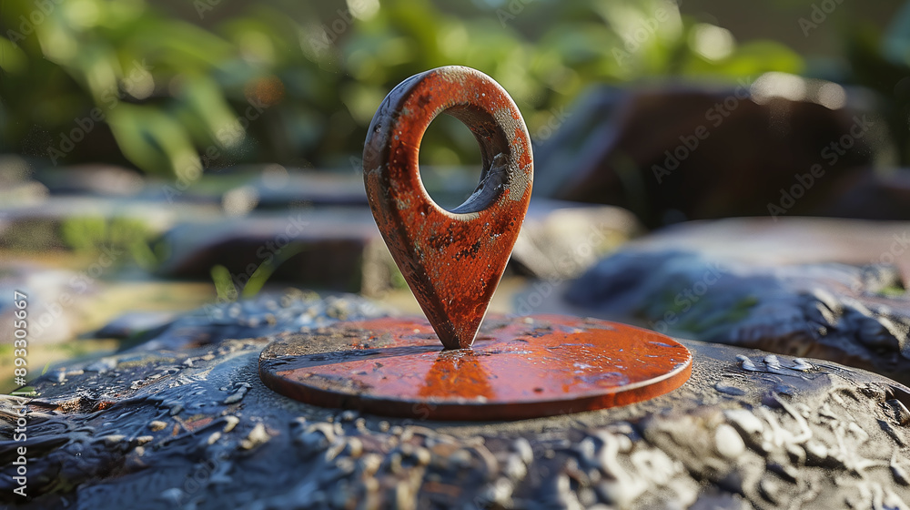 Poster a 3d gps rotating pointer used for map navigation or as a destination marker.