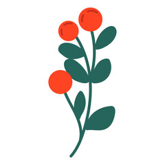 Holly berries and leaves illustration christmas new year winter illustration