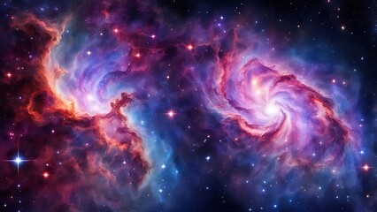 Fototapeta premium Cosmic galaxy with vibrant nebula and stars, showcasing the vastness and beauty of outer space