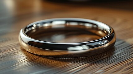 Silver ring on a minimalist background.