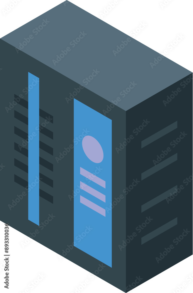 Poster data center server providing cloud computing services, isometric view