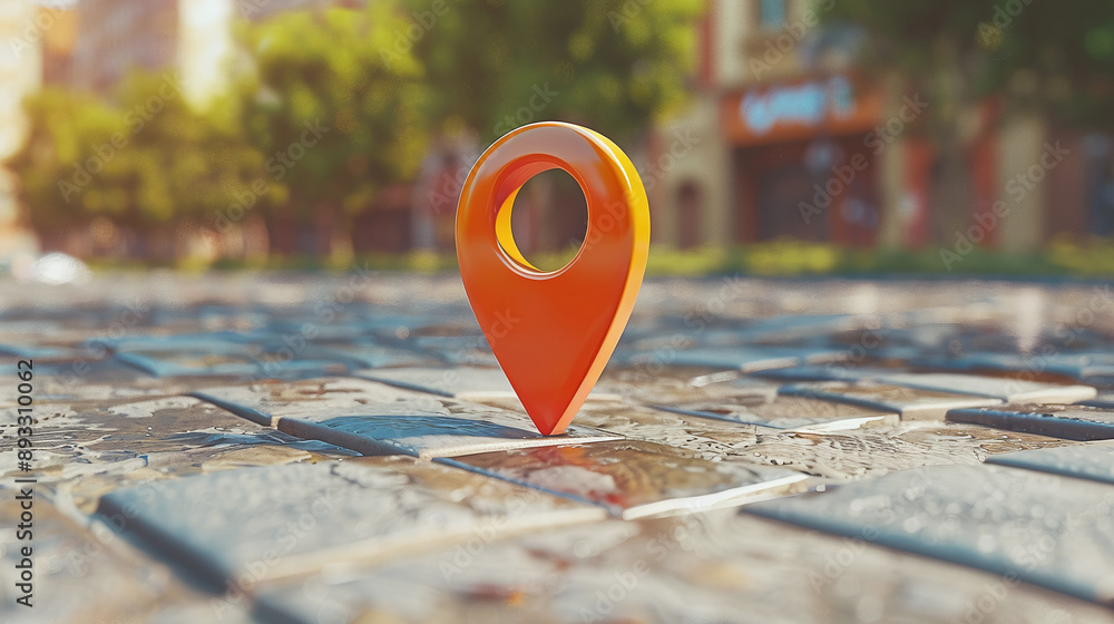 Poster a 3d gps rotating pointer used for map navigation or as a destination marker.