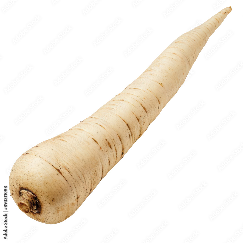 Wall mural a whole, raw parsnip on transparent background