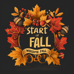 Start of Fall Wreath with Leaves and Acorns