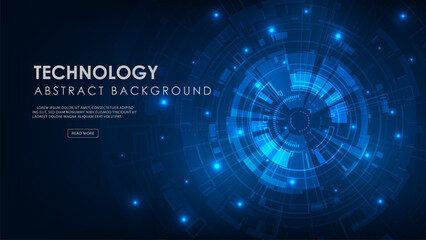 Digital hud technology adstract with blue light futuristic background.