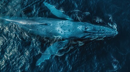 Fototapeta premium Top view of whale into the sea
