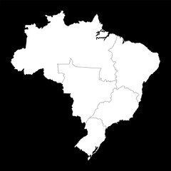 Brazil map with regions. Vector Illustration.