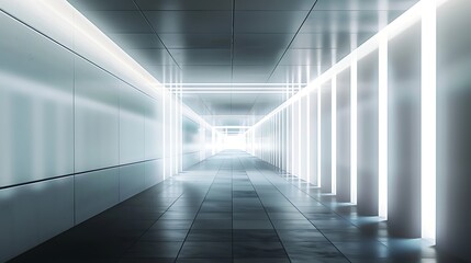 Obraz premium Abstract corridor interior design with linear light