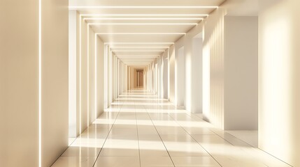 Abstract corridor interior design with linear light