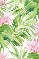 Fototapeta premium Elegant Green and Pink Leaf Pattern for Summer Style