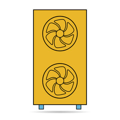 Heat pump air source shadow icon, cooling electric system machine, cool web vector illustration