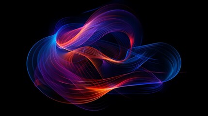 Fototapeta premium Abstract twisted light trail dynamic shape on black background