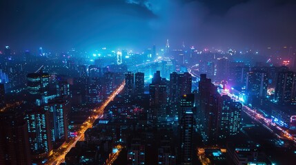 Obraz premium Dramatic Time-lapse Photo of City at Night