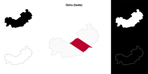 Oshu (Iwate) outline map set