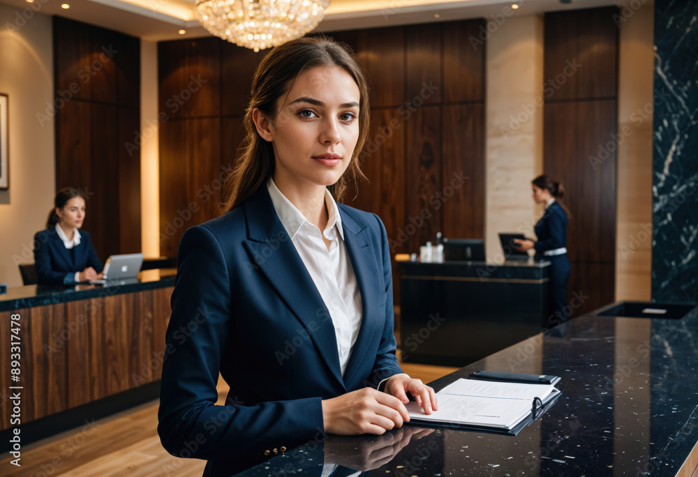 Wall mural Beautiful receptionist girl