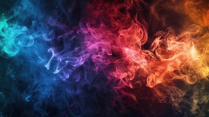Abstract swirls of colorful smoke in vibrant hues of blue, purple, and orange, creating a mesmerizing and artistic effect.