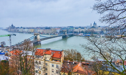 Budapest's cityscape from Buda Hill, Hungary