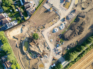 Aerial view of a controversial new housing development in an Essex village. Showing the new...