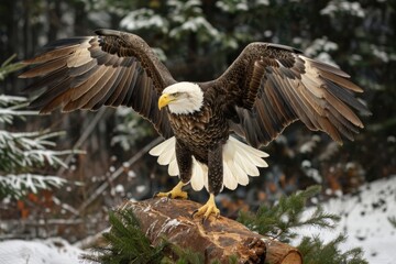 Obraz premium Bald Eagle wings up about to fly, take off