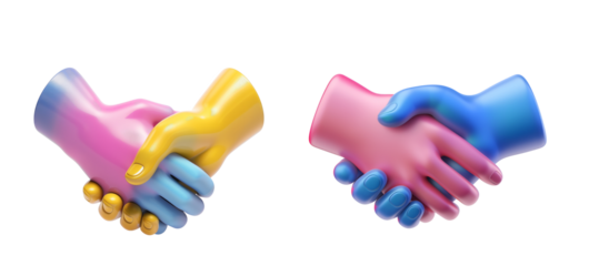3d business hand shake icon on transparent background