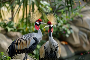 Fototapeta premium Breeding Pair of Crowned Crane