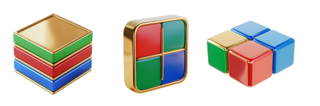 3d cube assets on transparent background - Powered by Adobe