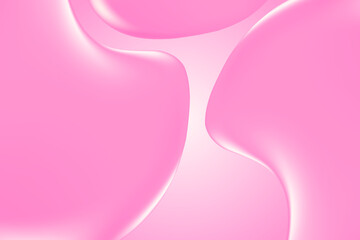 Abstract light pink liquid curvy blobs, flowing colorful gradient textured background with copy space. Fluid organic forms, smooth fluids like gel, collagen, serum. Beauty presentation, banner