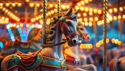 Classic Carousel Horse Close-Up