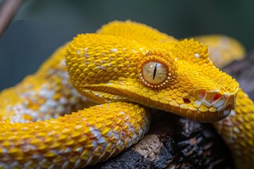 Fototapeta premium Eyelash Viper yellow