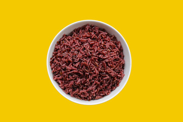Cooked black berry rice in bowl