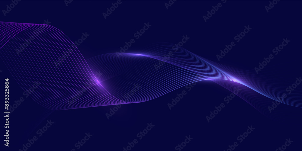 Aufkleber modern abstract glowing wave lines on dark background. smooth curved wave line. dynamic flowing wave