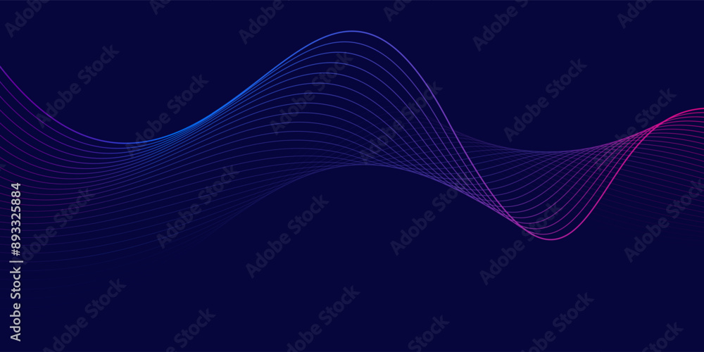 Aufkleber modern abstract glowing wave lines on dark background. smooth curved wave line. dynamic flowing wave