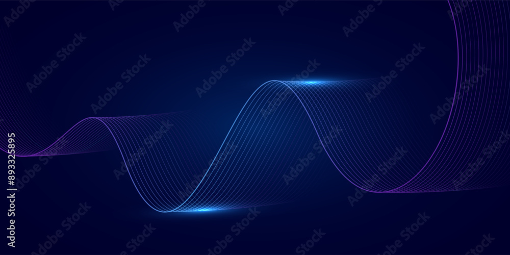 Aufkleber modern abstract glowing wave lines on dark background. smooth curved wave line. dynamic flowing wave