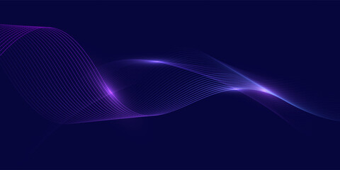Modern abstract glowing wave lines on dark background. Smooth curved wave line. Dynamic flowing wave lines design element. Futuristic technology and sound wave pattern. Vector EPS10.