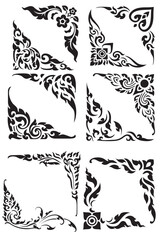 Thai traditional elements set, Luxury design filigree art vintage style. Unique design of Thailand.