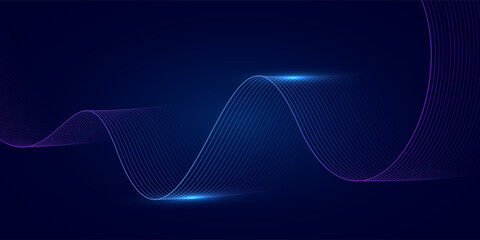 Modern abstract glowing wave lines on dark background. Smooth curved wave line. Dynamic flowing wave lines design element. Futuristic technology and sound wave pattern. Vector EPS10.