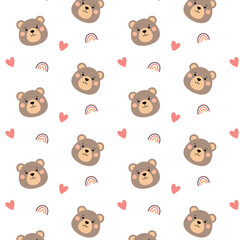 Children's pattern with bear, rainbow and hearts 